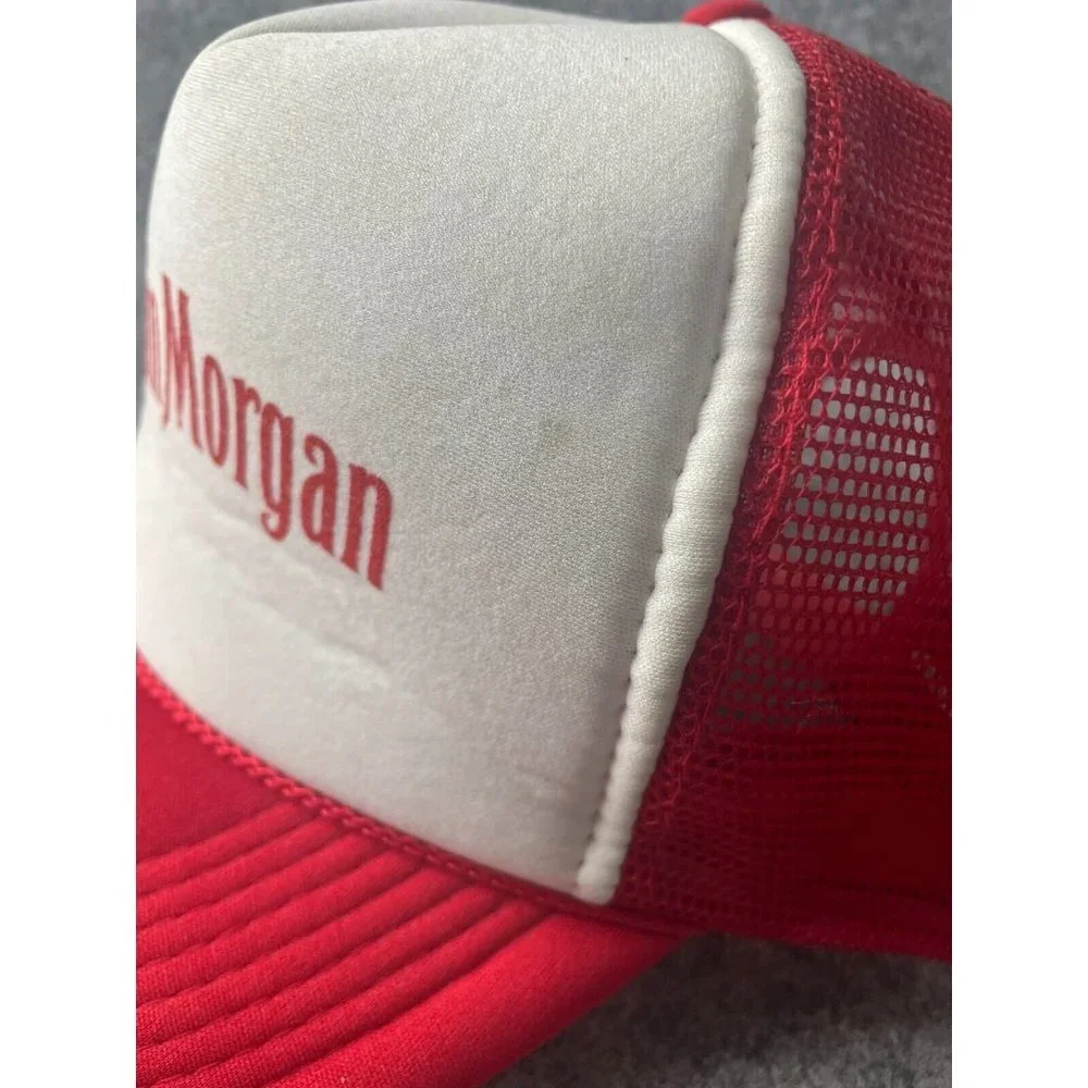 Vintage Nissun Captain Morgan Trucker Hat Adult Adjustable Red White Mesh Back